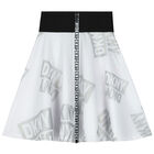 Girls White & Silver Logo Skirt, 1, hi-res