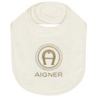 Ivory & Gold Logo Baby Bib, 1, hi-res