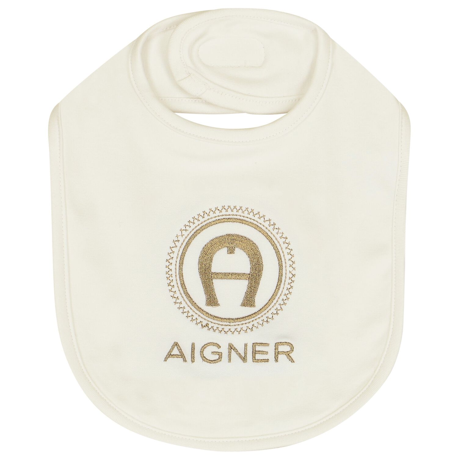 Ivory & Gold Logo Baby Bib, 1, hi-res image number null