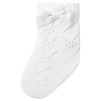 Baby Girls White Knitted Bow Socks