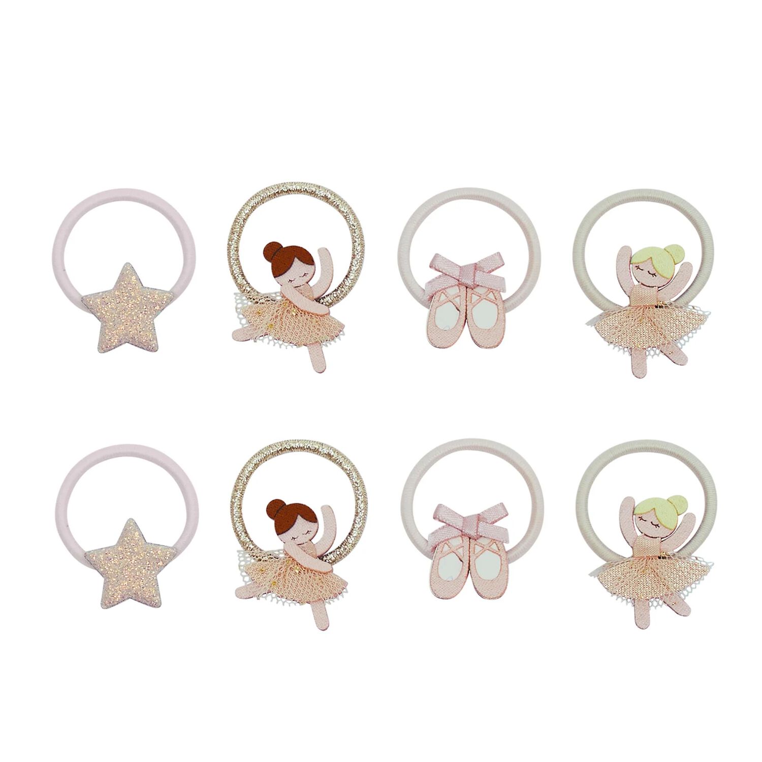 Girls Pink Ballerina Hair Ties ( 8 Pack ), 1, hi-res