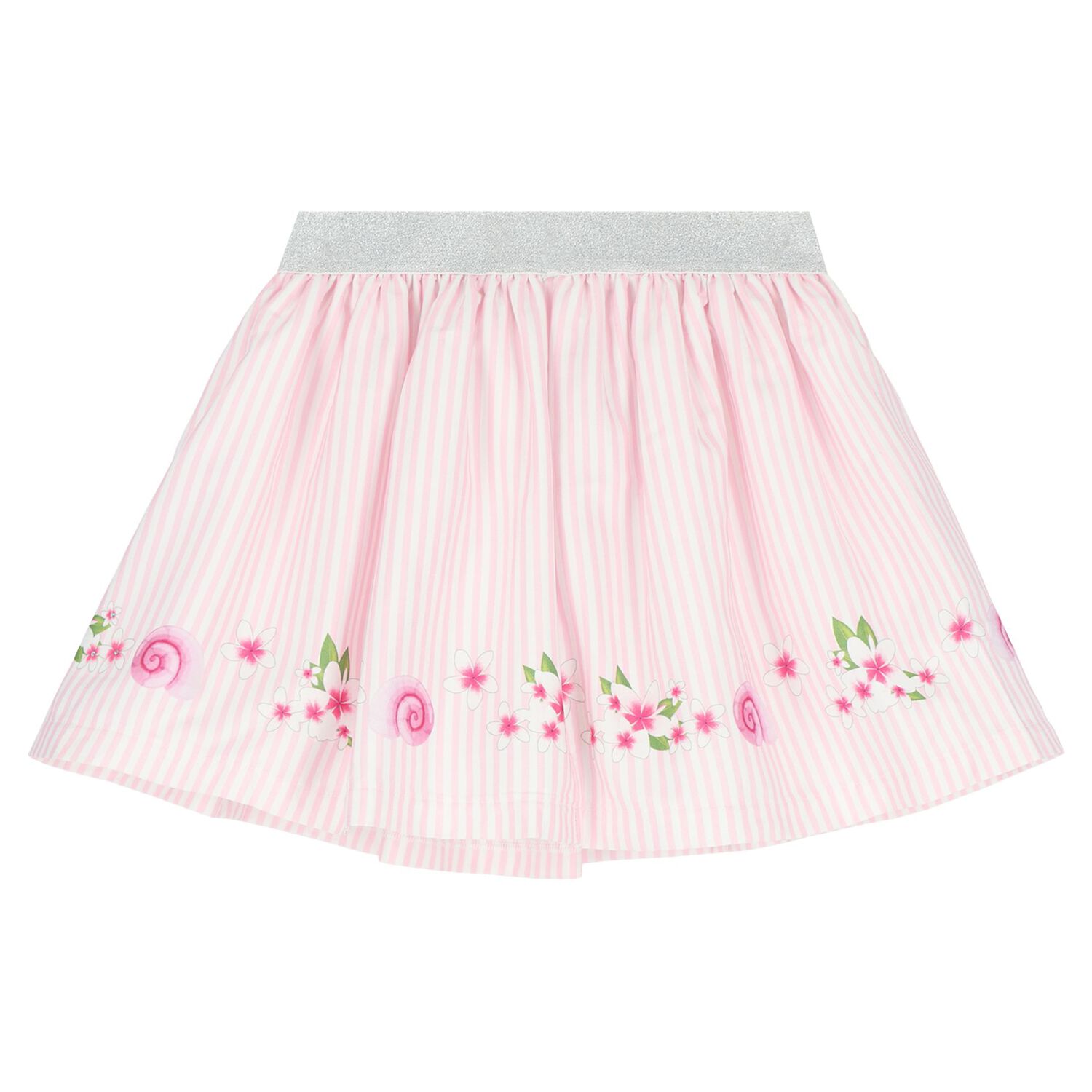 Girls White & Pink Striped Skirt Set, 1, hi-res image number null