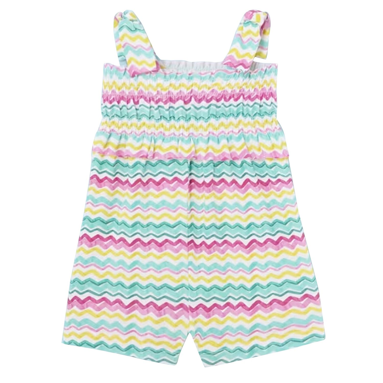 Younger Girls Orange Zig zag Playsuit, 1, hi-res