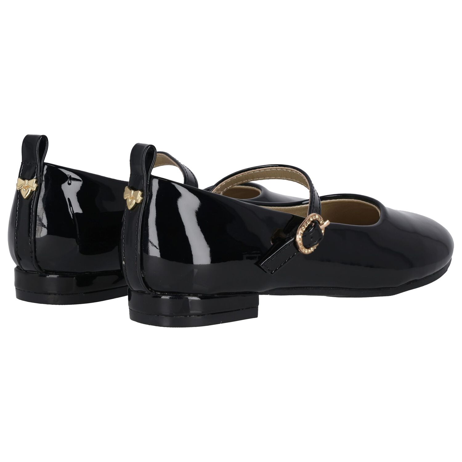 Girls Black Logo Patent Leather Shoes, 1, hi-res