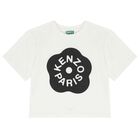 Girls White Boke Flower Logo T-Shirt, 1, hi-res