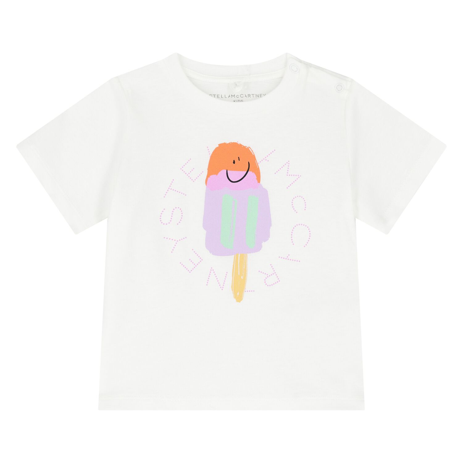Younger Girls White Logo Ice Lolly T-Shirt, 1, hi-res