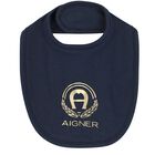 Baby Boys Navy Logo Bib, 1, hi-res