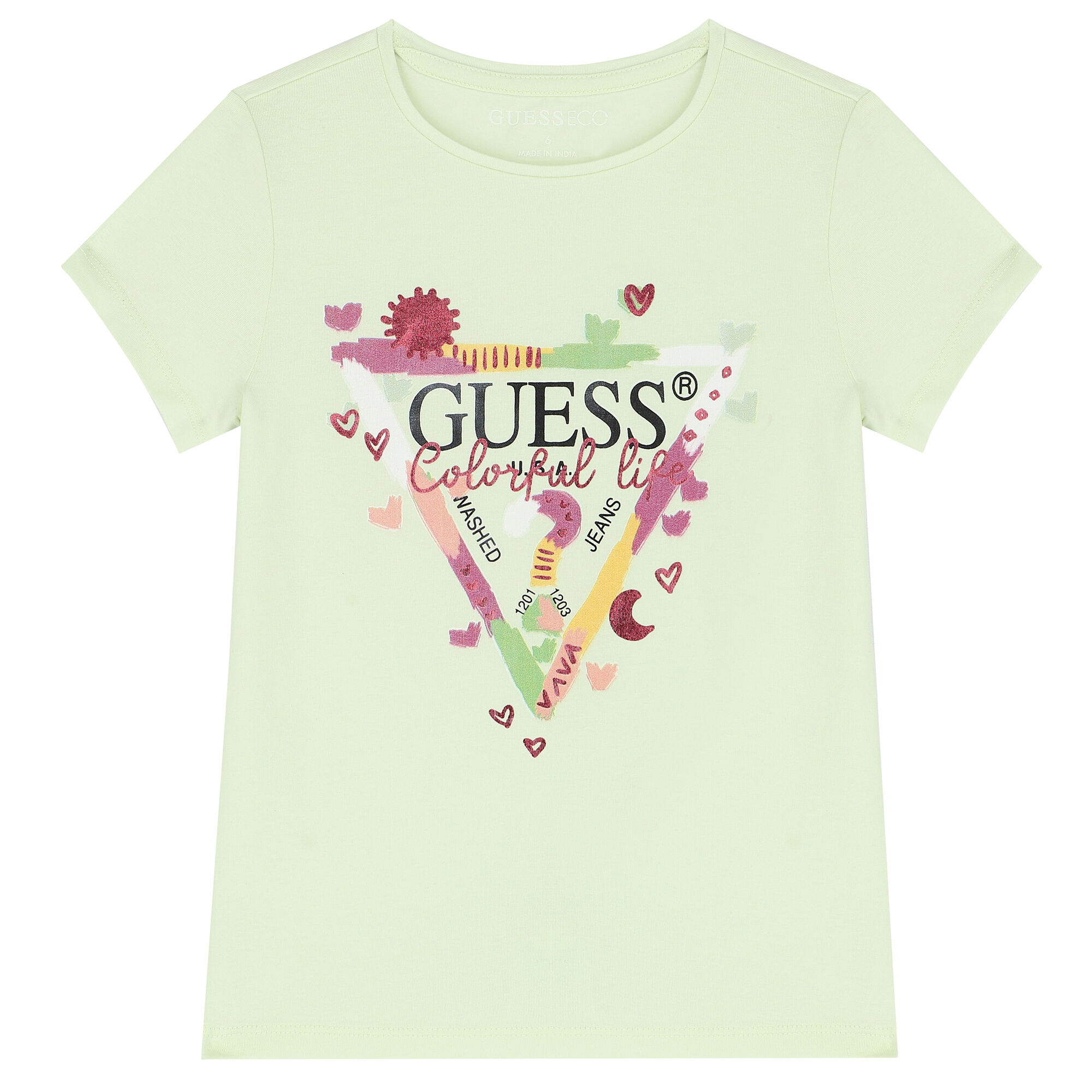 Guess Girls Green Logo T Shirt Junior Couture QA