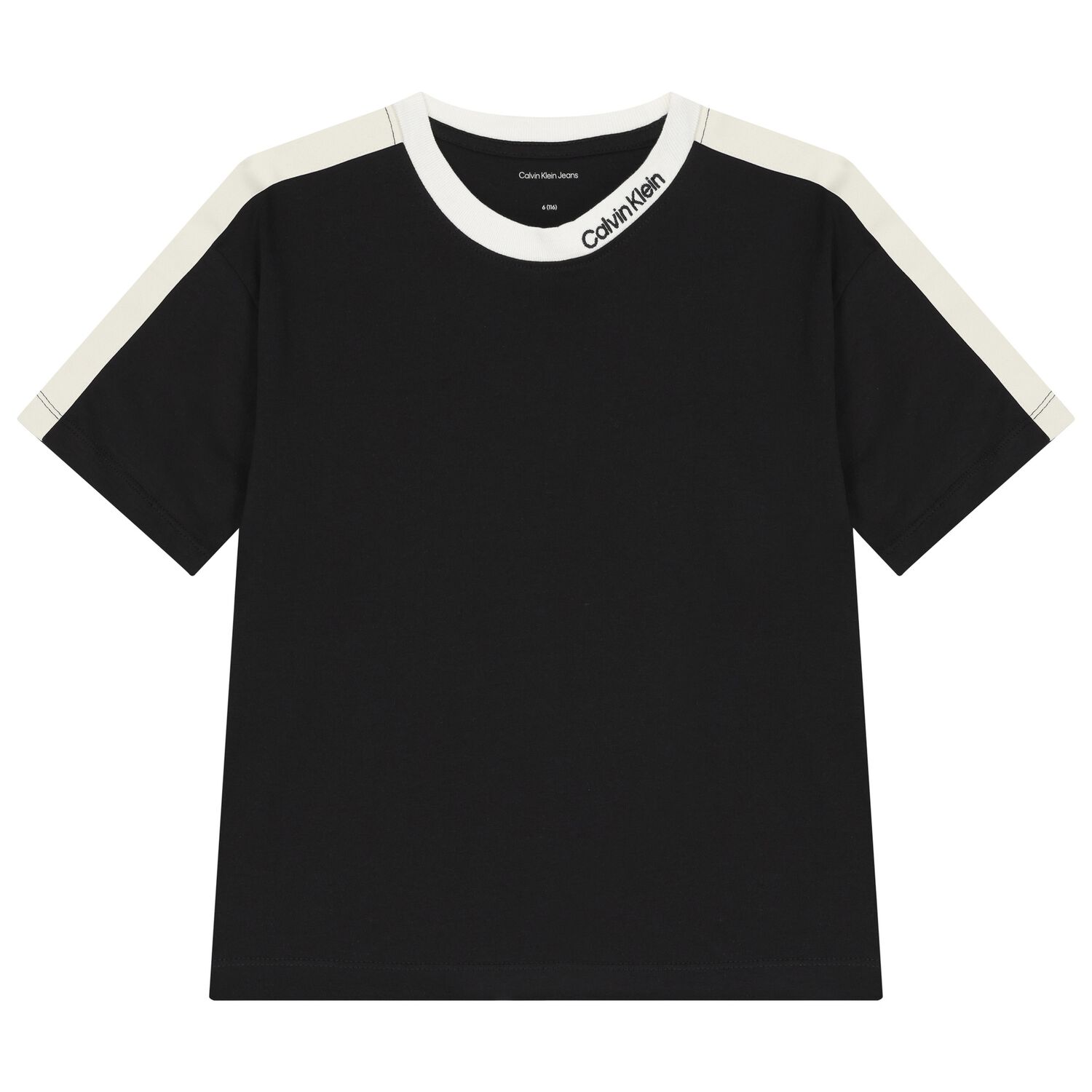 Boys Black & Ivory Tape Cotton Jersey T-Shirt, 1, hi-res image number null