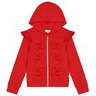 Girls White & Red Ruffled Tracksuit Set, 1, hi-res