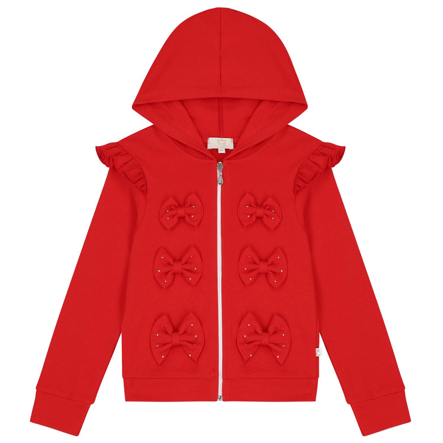 Girls White & Red Ruffled Tracksuit Set, 1, hi-res image number null
