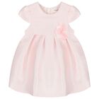 Baby Girls Pink Flower Satin Dress Set, 2, hi-res