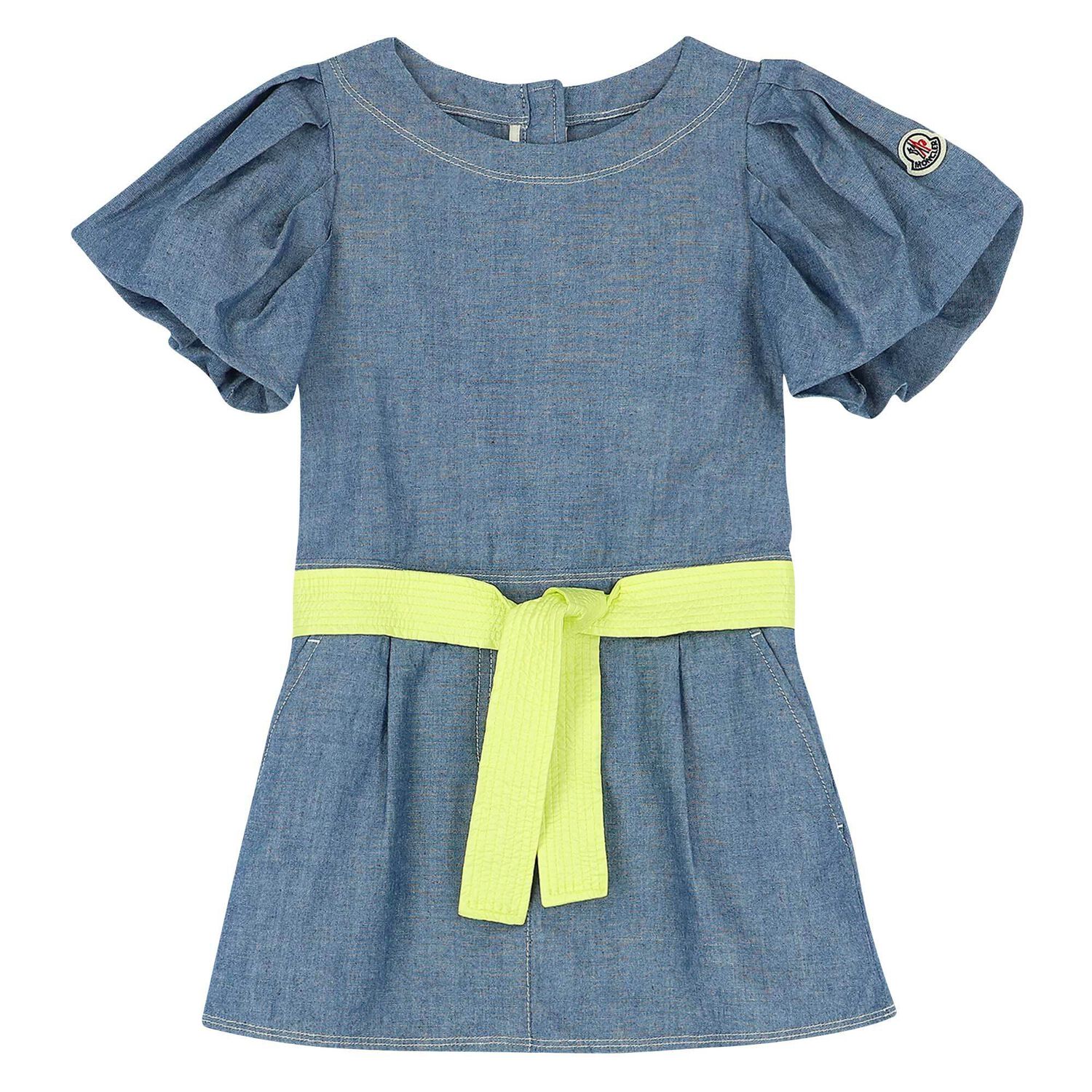 Girls Blue Denim Logo Dress, 1, hi-res