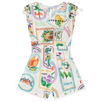 Girls Ivory Tassel Playsuit