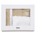 Baby Boys Beige Logo Hooded Tracksuit Gift Set, 1, hi-res