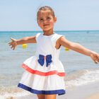 Girls White Bow Dress, 1, hi-res