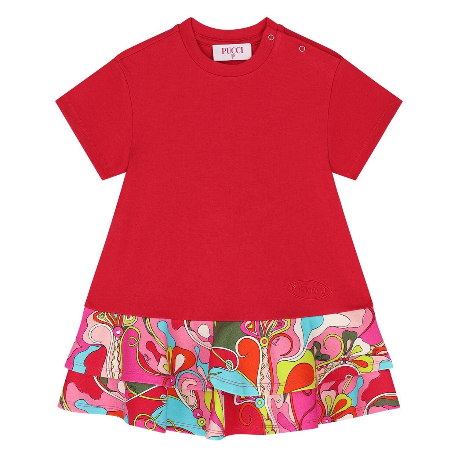 Younger Girls Red Orchidee Dress, 1, hi-res