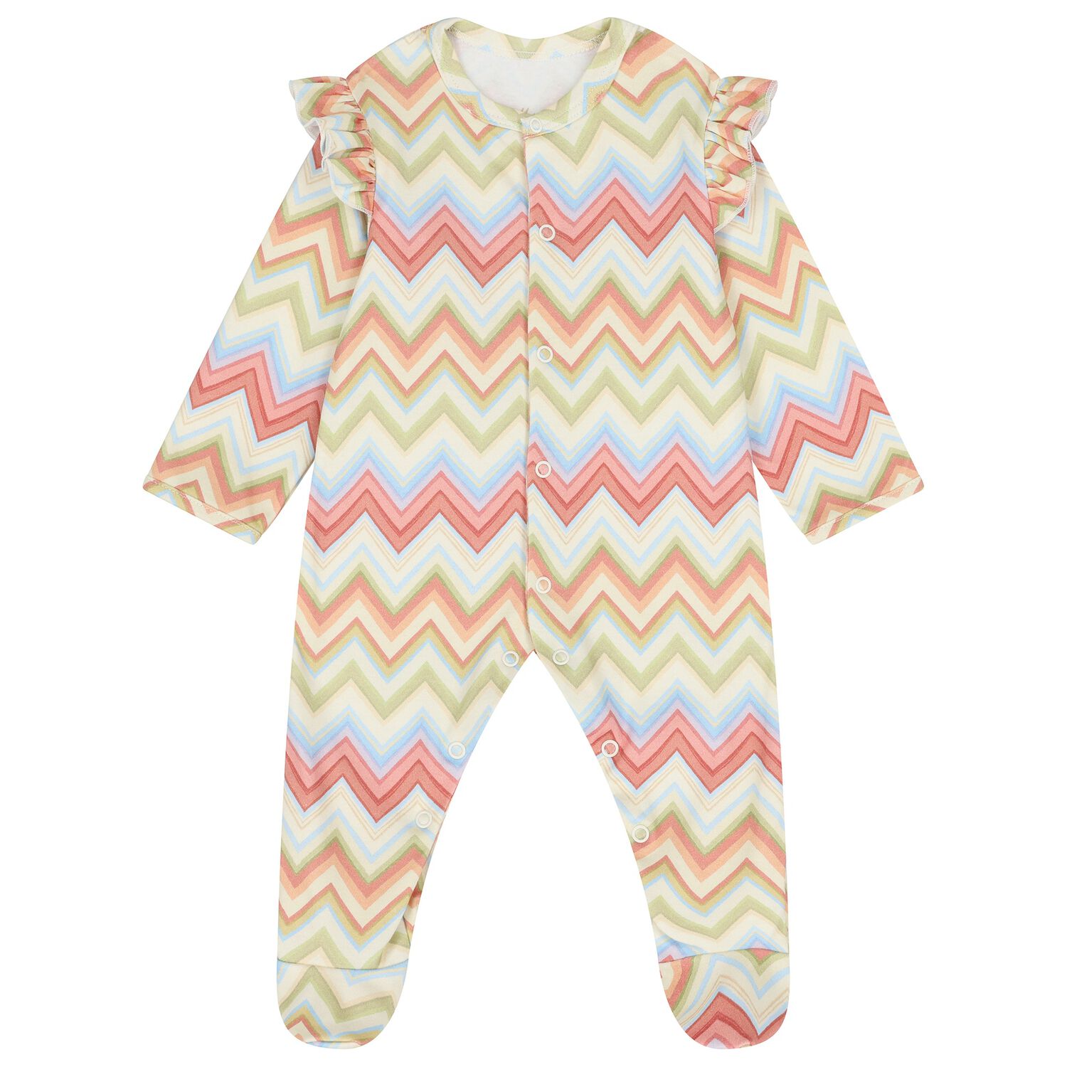 Baby Girls Multi-Coloured Zig Zag Babygrow, 1, hi-res image number null