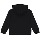 Black Logo Hooded Zip Up Top, 1, hi-res