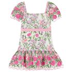 Girls White & Pink Embroidered Tulle Dress, 1, hi-res