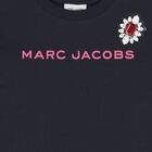 تي شيرت بناتي بشعار أزرق داكن, 1, hi-res