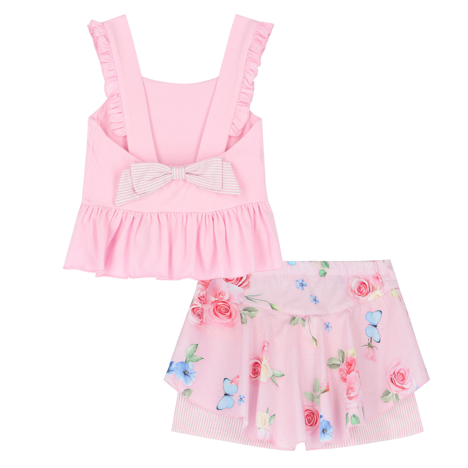 Girls Pink Floral Shorts Set, 1, hi-res
