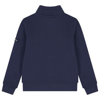 Boys Navy Blue Logo Zip Up Top