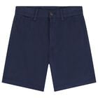 Boys Navy Blue Logo Shorts, 1, hi-res