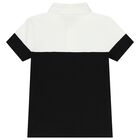 Boys White & Black Logo Polo Shirt, 1, hi-res