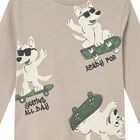 Younger Boys Beige Dogs Long Sleeve Top, 3, hi-res