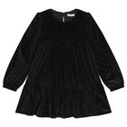 Girls Black Sparkle Velvet Dress Set, 1, hi-res