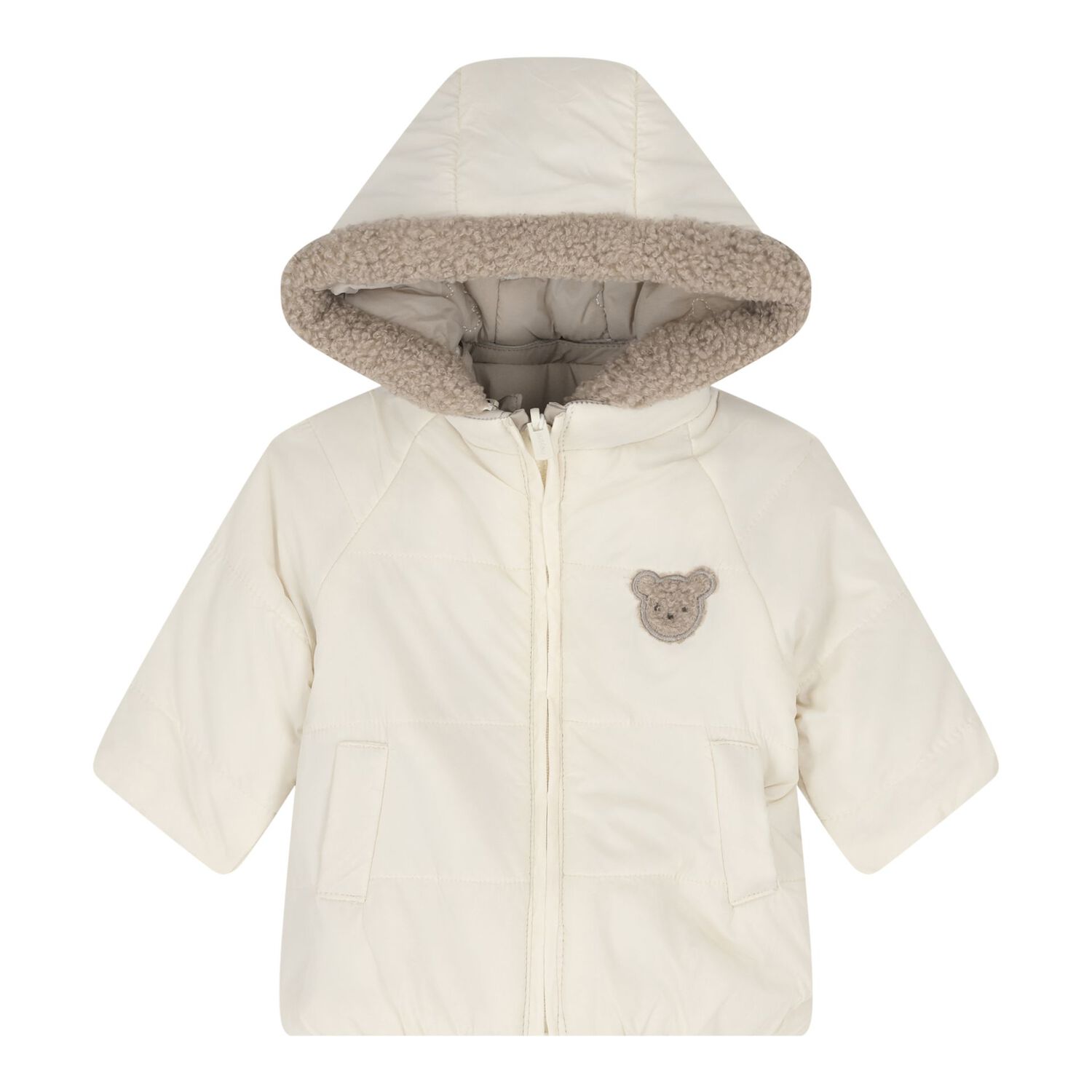 Baby Boys Beige & Ivory Reversible Coat, 1, hi-res