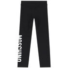 Girls Black Logo Leggings, 2, hi-res