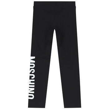 Girls Black Logo Leggings