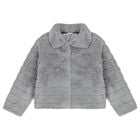 جاكيت رمادي من الفرو الصناعي للبنات, 1, hi-res