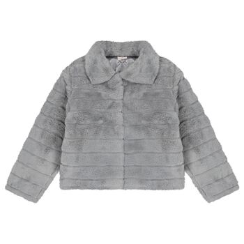 Girls Grey Faux Fur Jacket