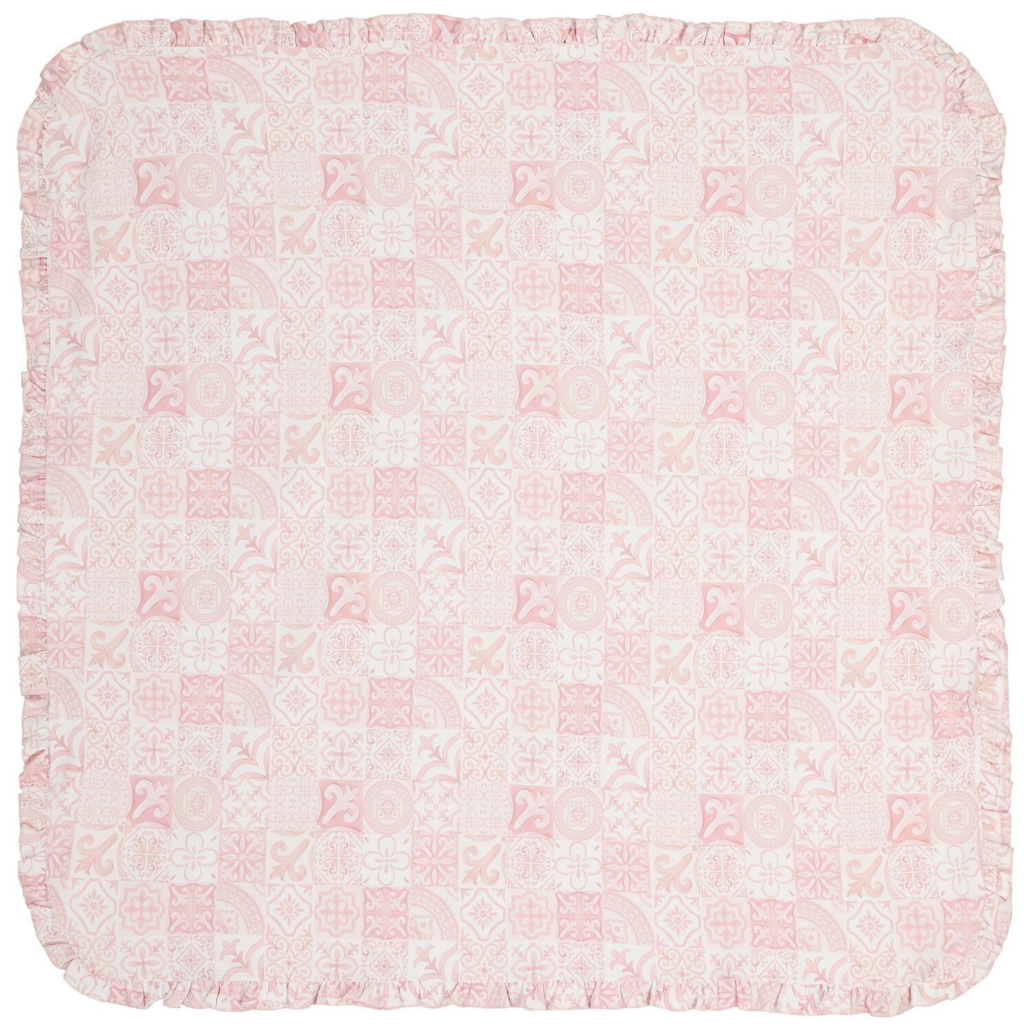 Baby Girls Pink & White Ruffled Blanket, 1, hi-res