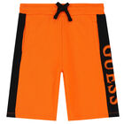 Boys Orange & Black Logo Shorts, 2, hi-res