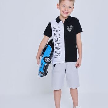 Younger Boys White & Black Logo Polo Shirt