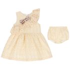 Baby Girls Ivory Broderie Anglaise Ruffle Dress Set, 1, hi-res