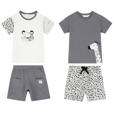 Baby Boys White & Grey Shorts Set