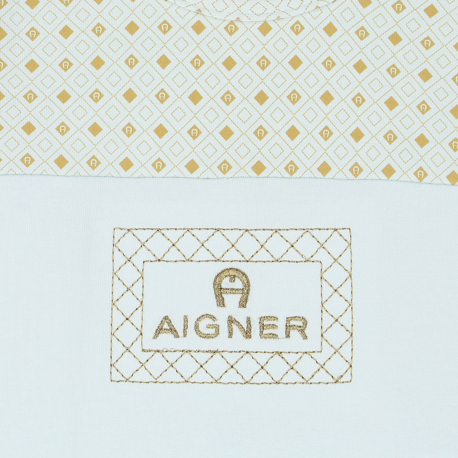 Ivory & Gold Logo Babygrow & Hat Set, 3, hi-res