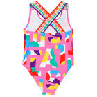 Girls Pink Logo Swimsuit, 1, hi-res