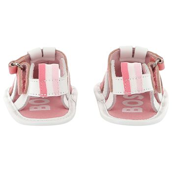 Baby Girls White & Pink Logo Sandals