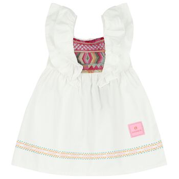 Younger Girls White Ruffled Dress