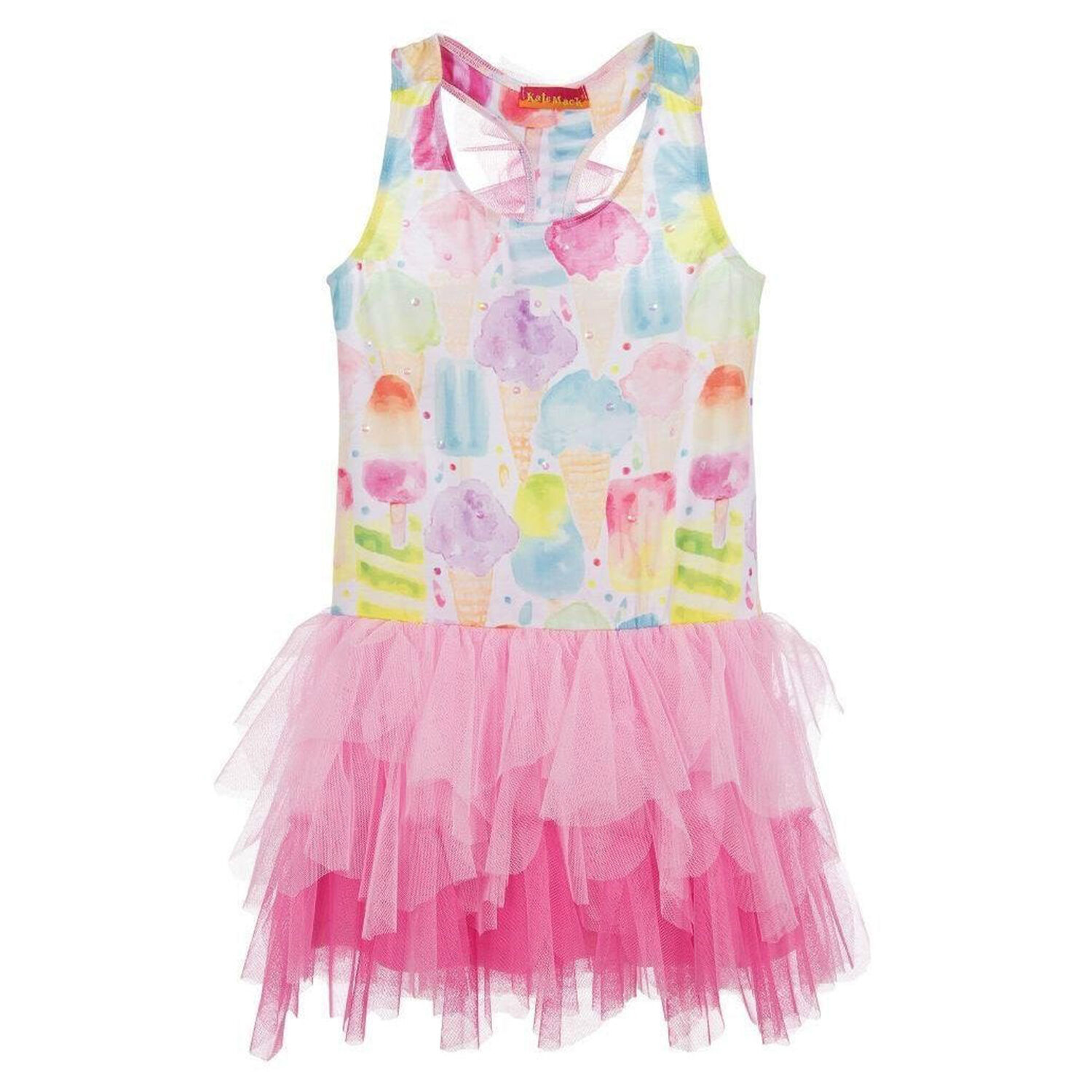 Girls Pink Ice Cream Tulle Dress, 1, hi-res