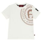 طقم شورت للأولاد باللون العاجي والبيج بشعار, 1, hi-res