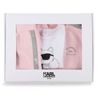 Girls Pink & White Logo Tracksuit Set, 1, hi-res