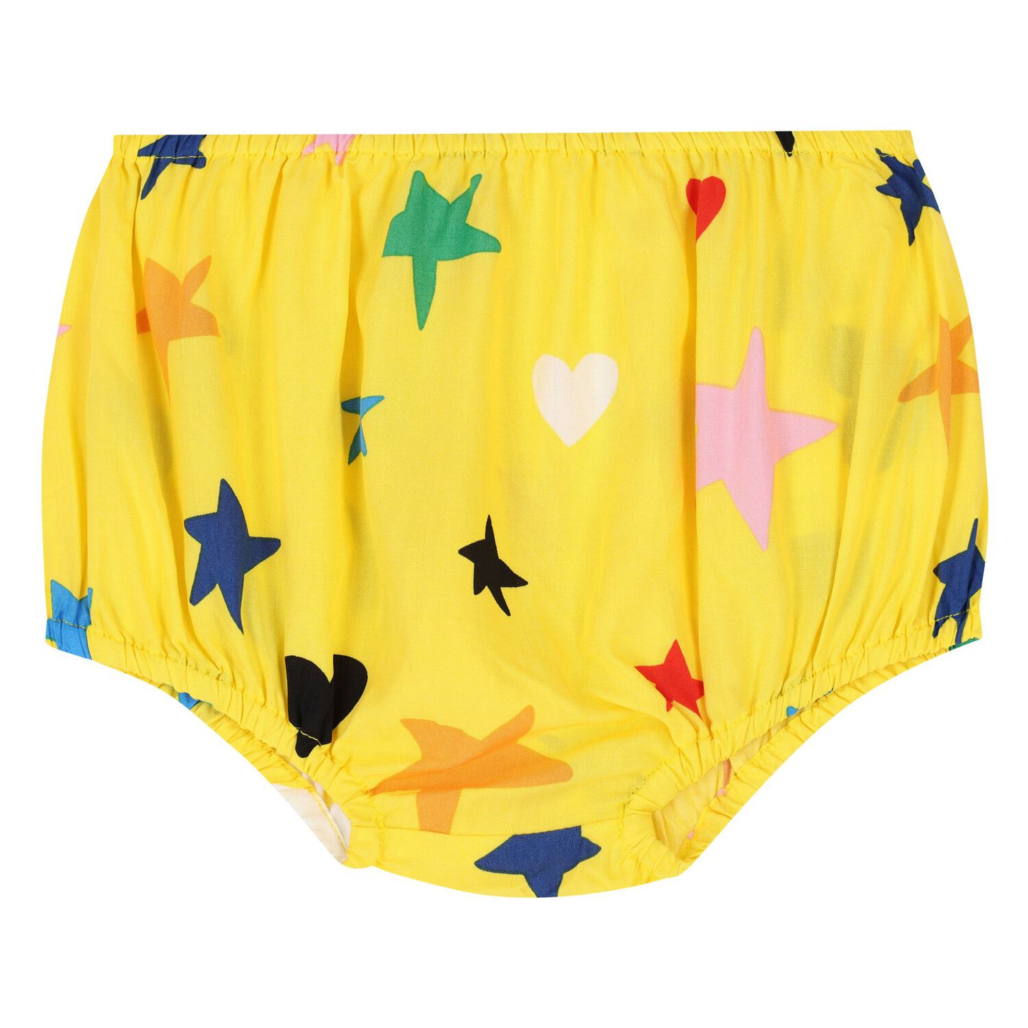 Younger Girls Yellow Cotton Star Print Dress Set, 1, hi-res