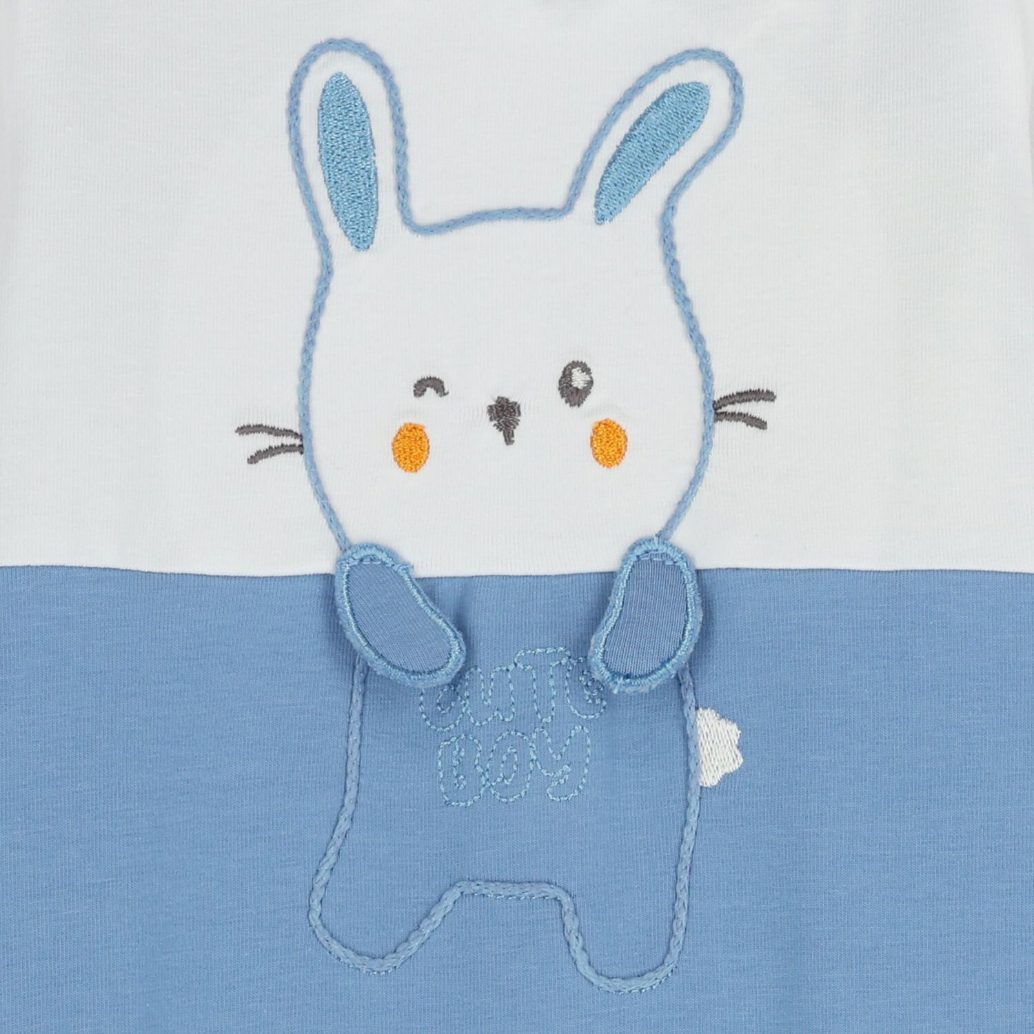 Baby Boys White & Blue Bunny Babygrow, 1, hi-res